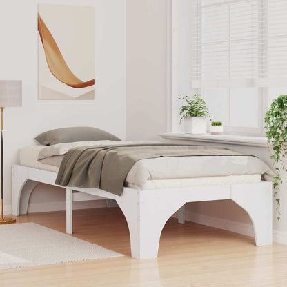 Bed Frame White 100 x 200 cm Solid Pine Wood