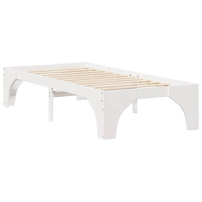 Bed Frame White 100 x 200 cm Solid Pine Wood