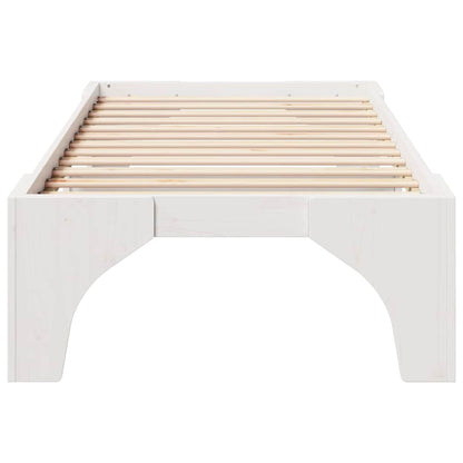 Bed Frame White 100 x 200 cm Solid Pine Wood