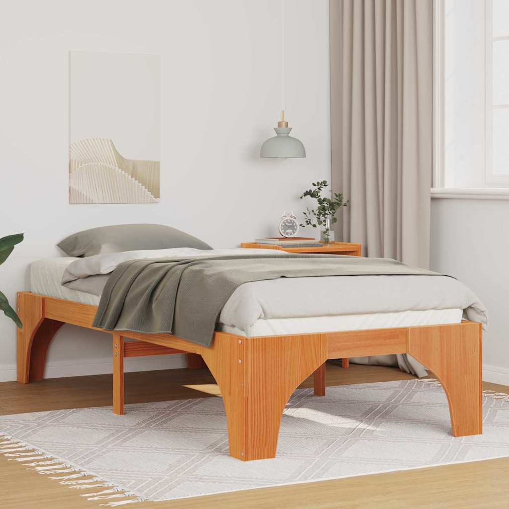 Bed Frame Brown 100 x 200 cm Solid Pine Wood