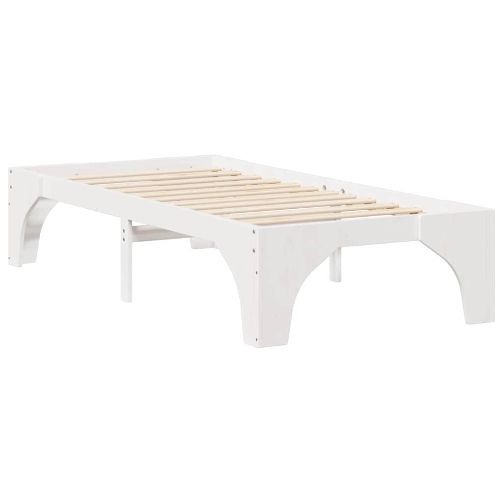 Bed Frame White 90 x 200 cm Solid Pine Wood