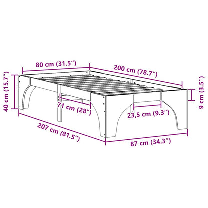 Bed Frame Brown 80 x 200 cm Solid Pine Wood