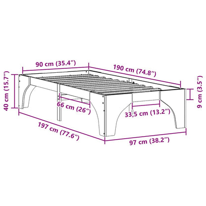 Bed Frame Brown 90 x 190 cm Solid Pine Wood
