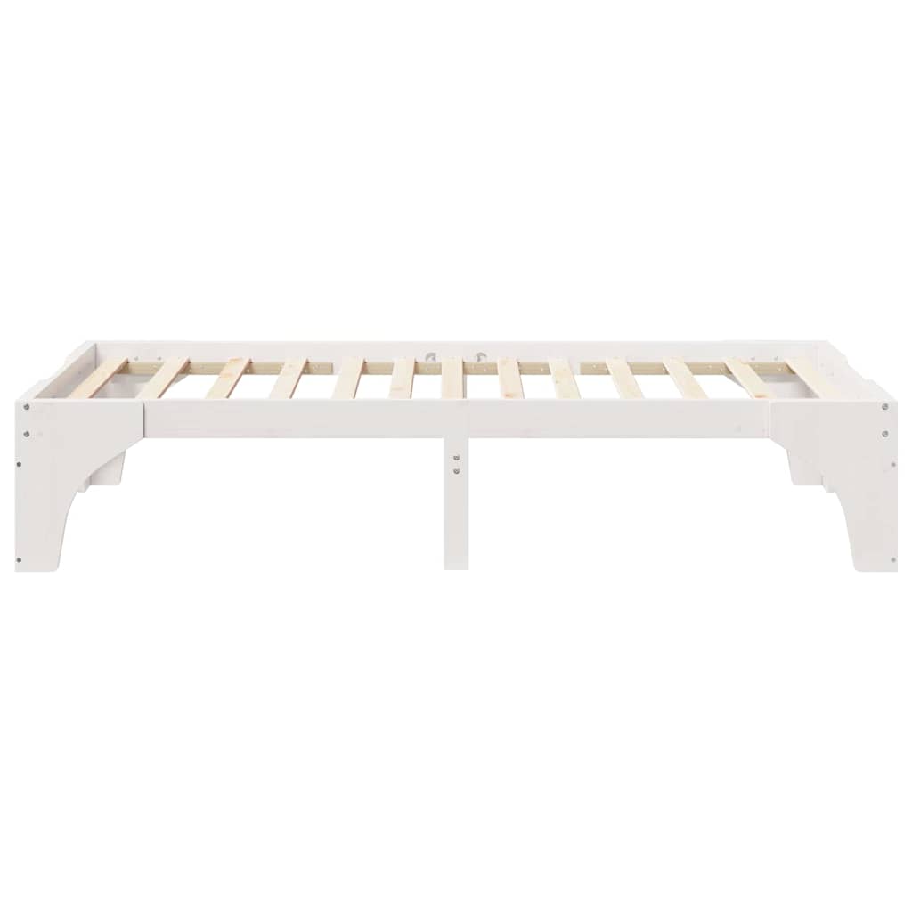 Bed Frame White 75 x 190 cm Solid Pine Wood