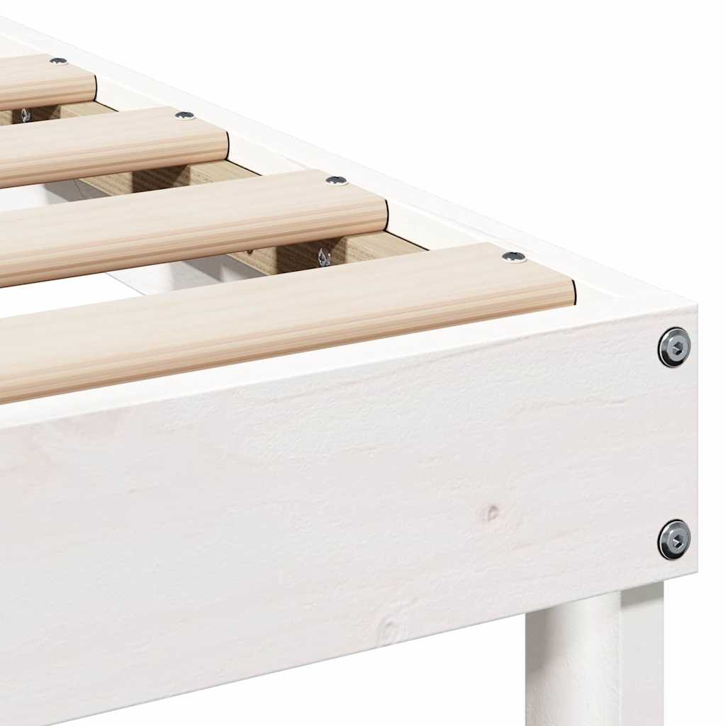 Bed Frame White 100 x 200 cm Solid Pine Wood