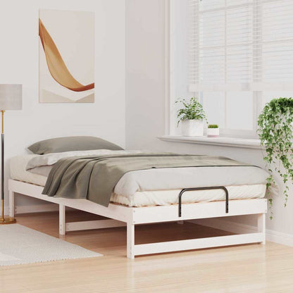 Bed Frame White 100 x 200 cm Solid Pine Wood
