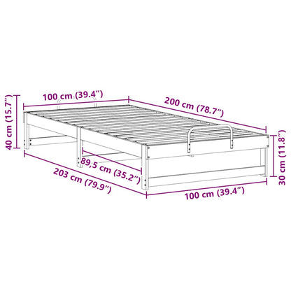 Bed Frame White 100 x 200 cm Solid Pine Wood