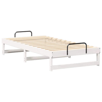 Bed Frame White 90 x 200 cm Solid Pine Wood