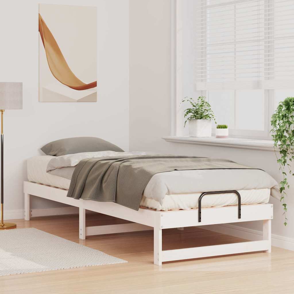 Bed Frame White 80 x 200 cm Solid Pine Wood