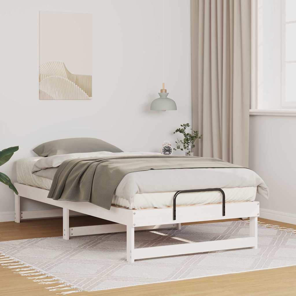 Bed Frame White 90 x 190 cm Solid Pine Wood