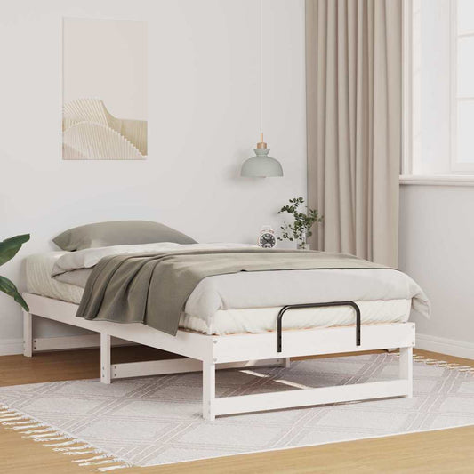 Bed Frame White 90 x 190 cm Solid Pine Wood