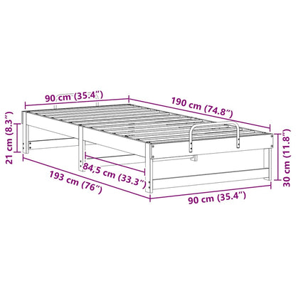 Bed Frame Brown 90 x 190 cm Solid Pine Wood