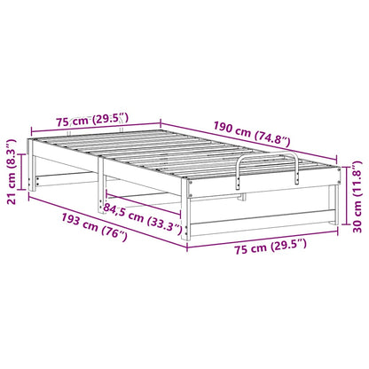 Bed Frame Brown 75 x 190 cm Solid Pine Wood