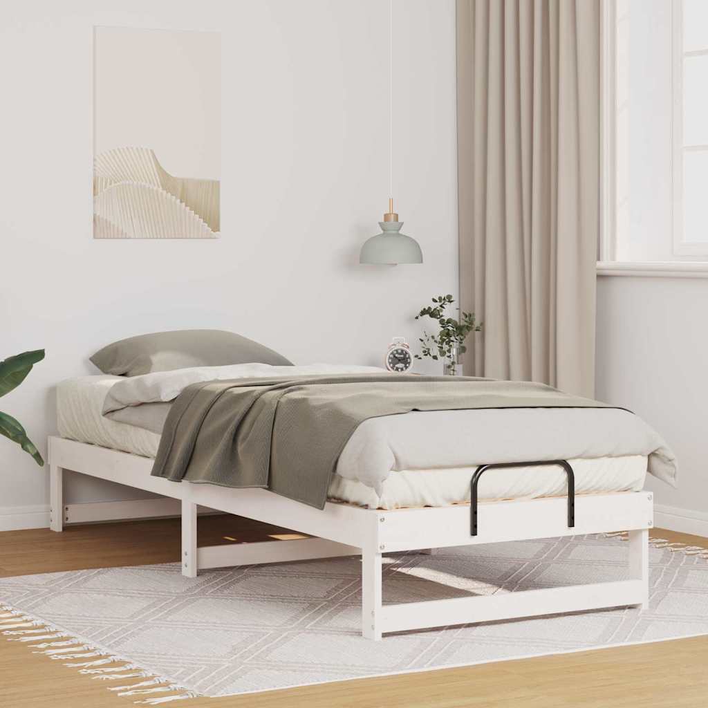 Bed Frame White 80 x 210 cm Solid Pine Wood