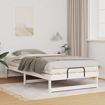 Bed Frame White 100 x 210 cm Solid Pine Wood