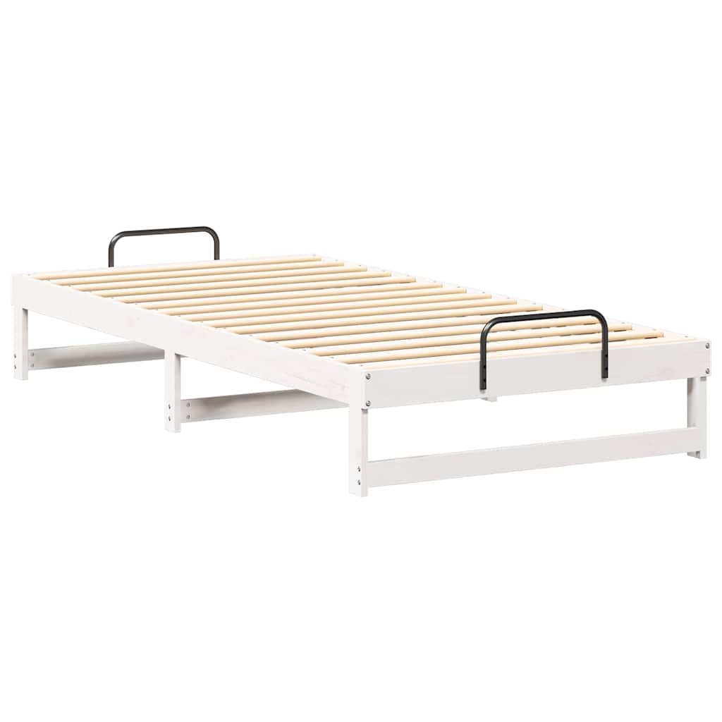 Bed Frame White 100 x 210 cm Solid Pine Wood