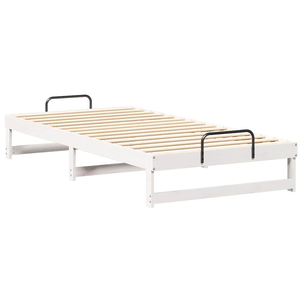 Bed Frame White 100 x 210 cm Solid Pine Wood