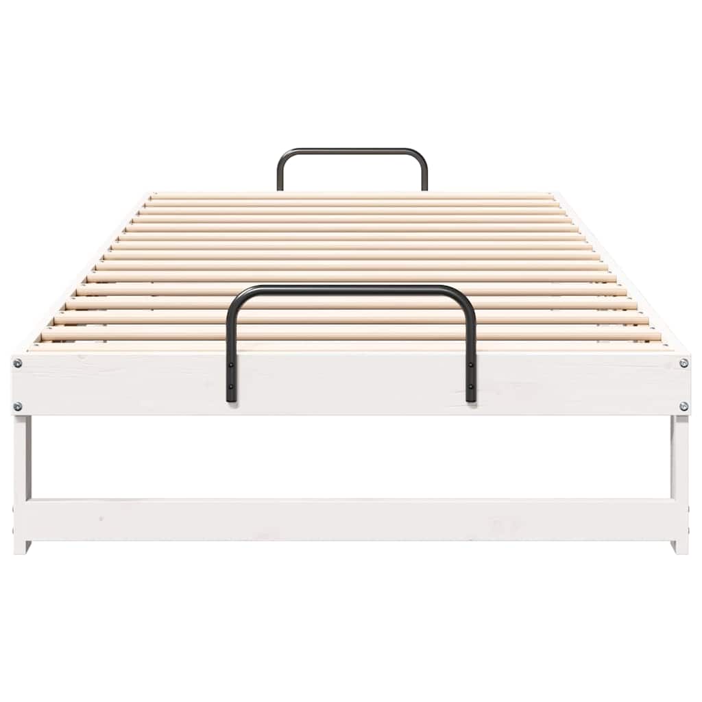 Bed Frame White 100 x 210 cm Solid Pine Wood