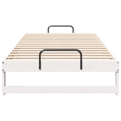 Bed Frame White 100 x 210 cm Solid Pine Wood