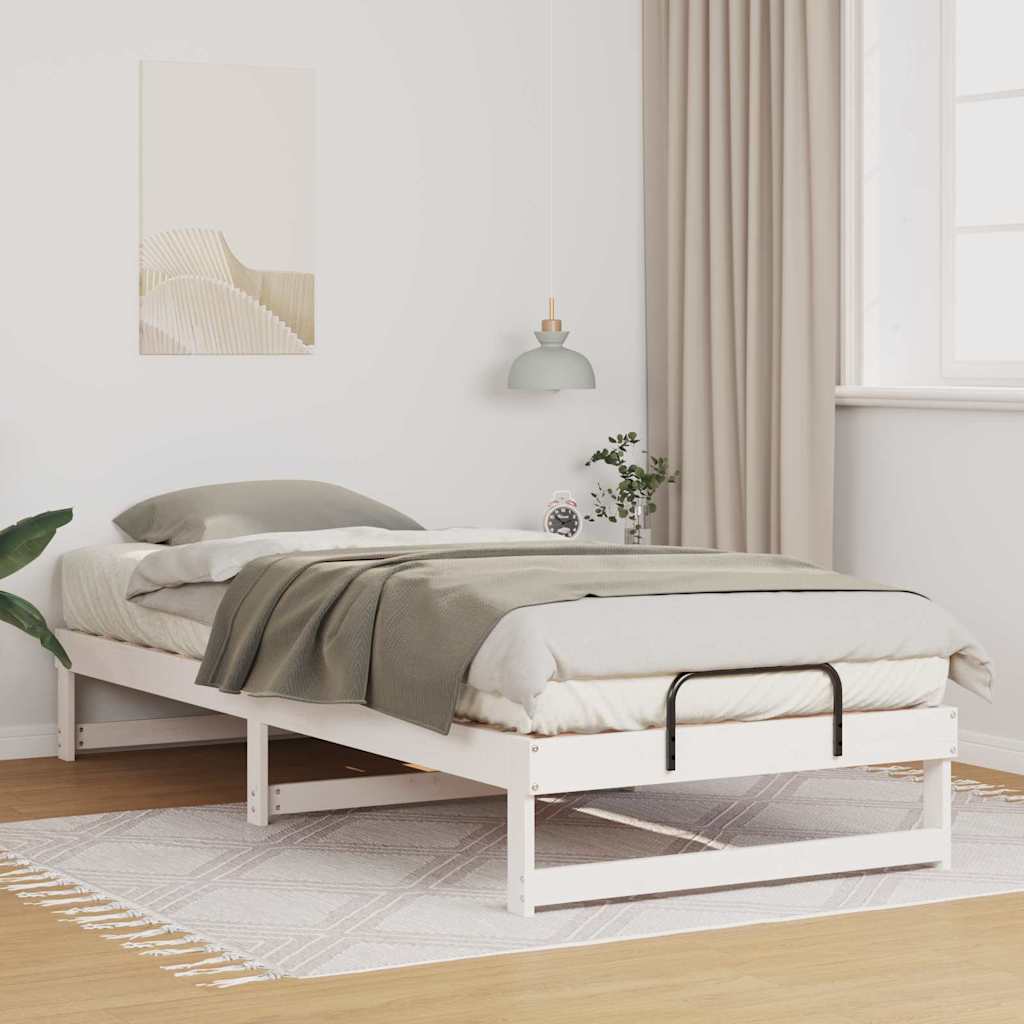 Bed Frame White 80 x 220 cm Solid Pine Wood