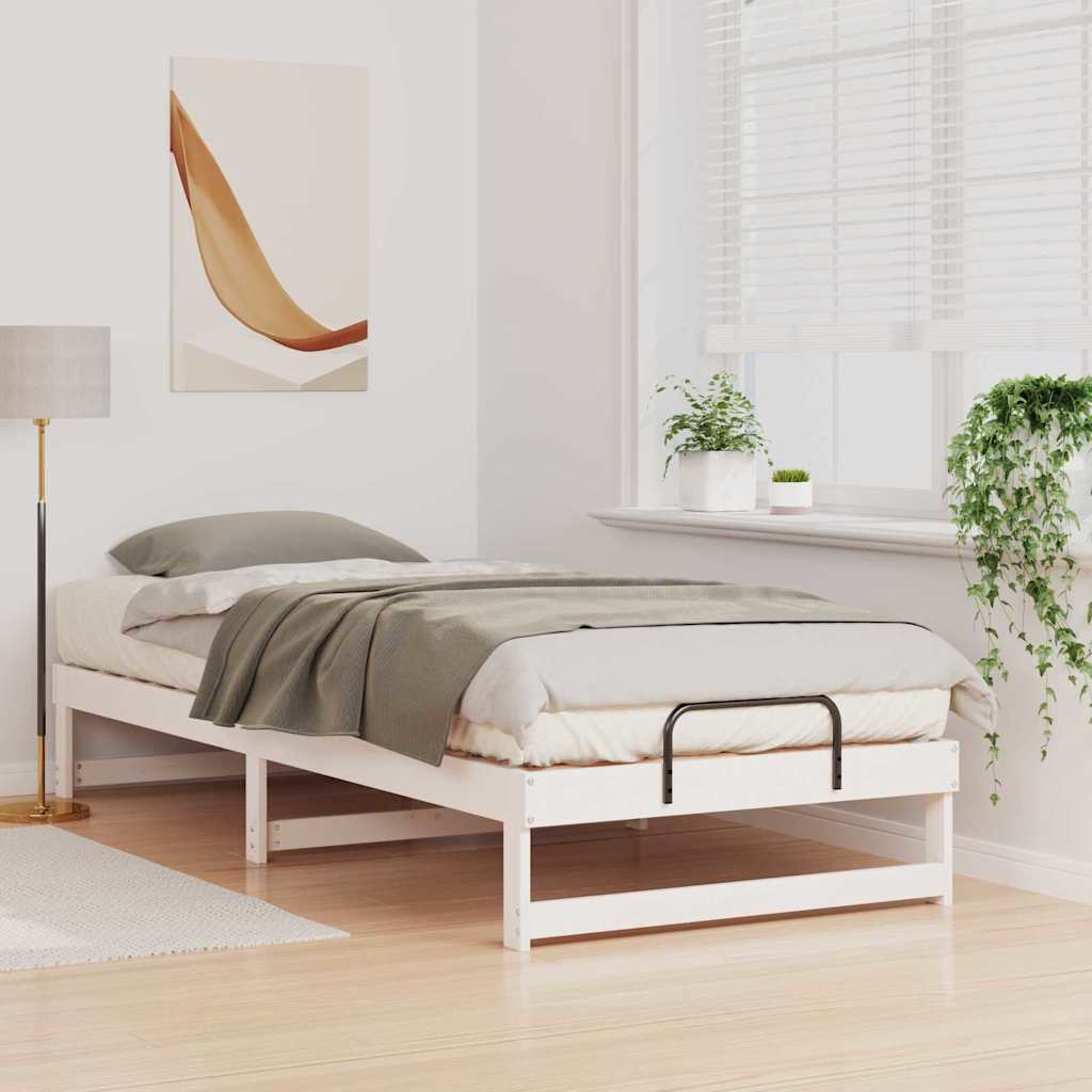 Bed Frame White 80 x 220 cm Solid Pine Wood