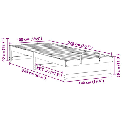 Bed Frame Brown 100 x 220 cm Solid Pine Wood