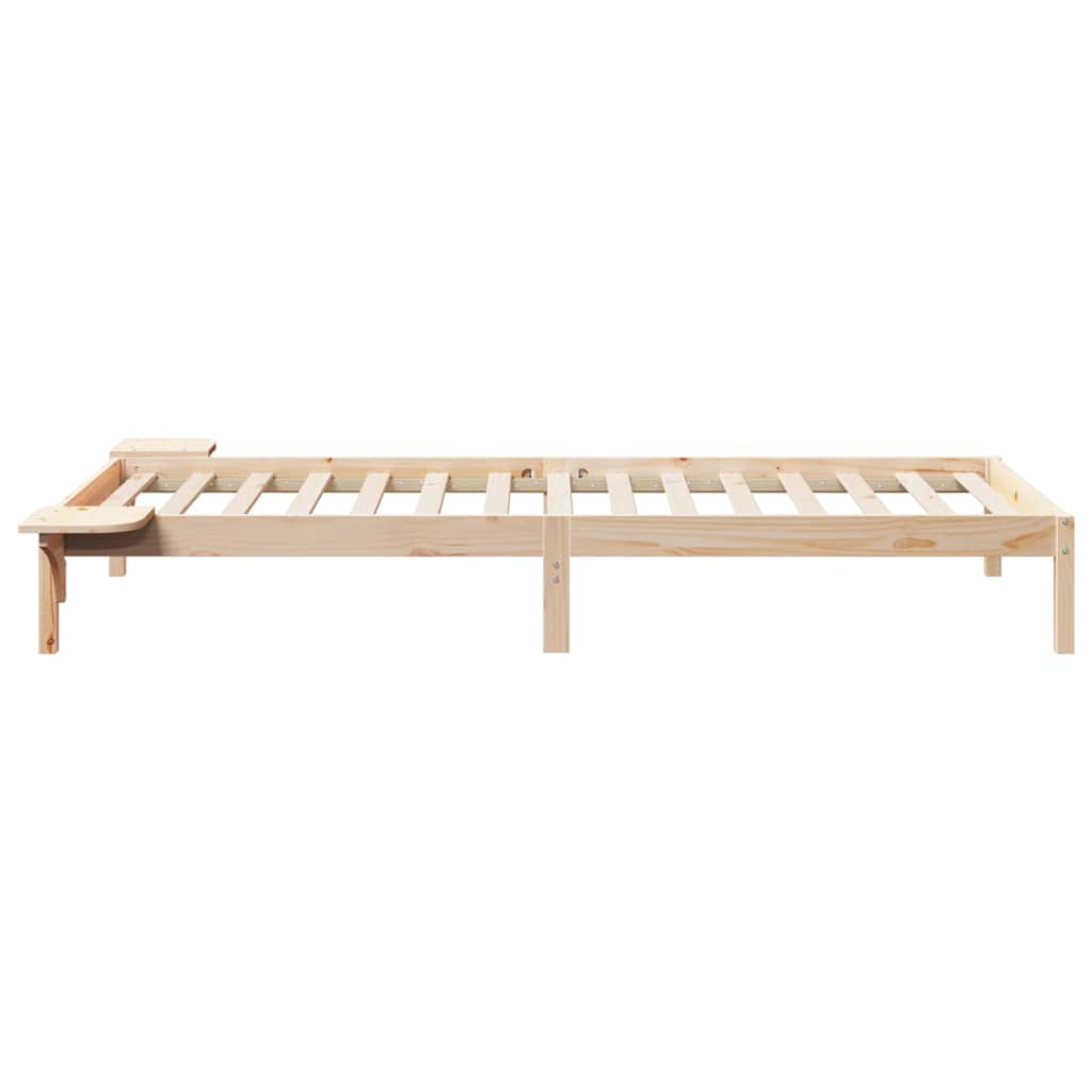 Bed Frame with Side Tables Natural 80 x 210 cm Solid Pine Wood