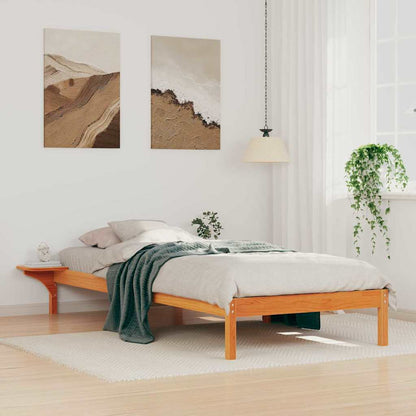 Bed Frame with Side Tables Wax Brown 80 x 210 cm