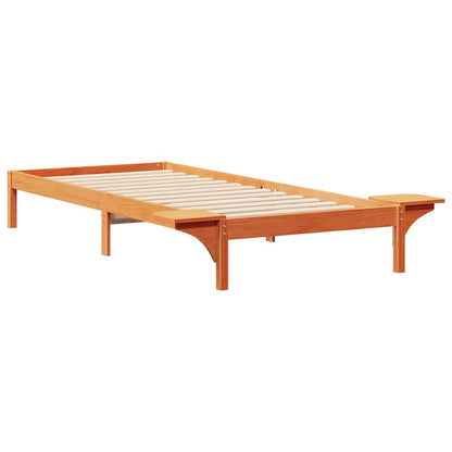 Bed Frame with Side Tables Wax Brown 80 x 210 cm