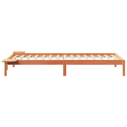 Bed Frame with Side Tables Wax Brown 80 x 210 cm