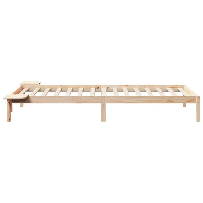 Bed Frame with Side Tables Natural 90 x 210 cm Solid Pine Wood