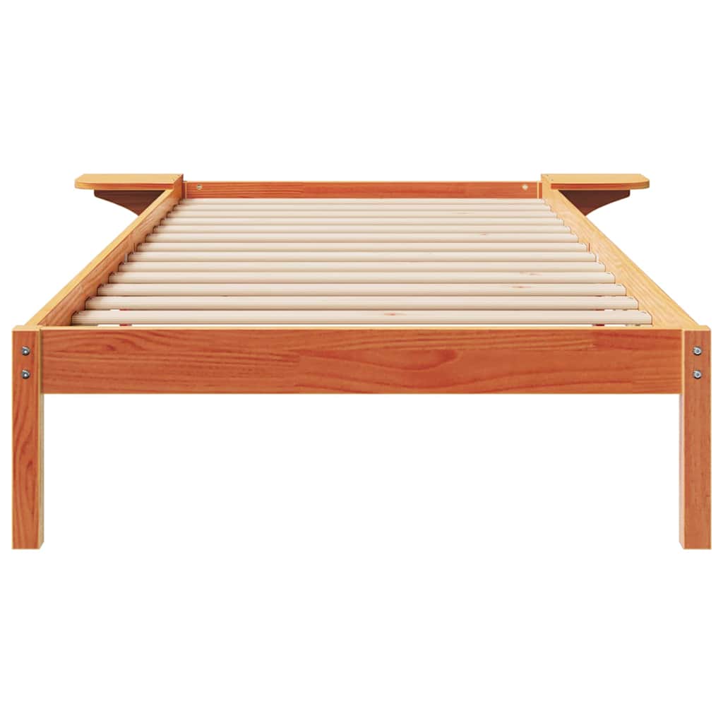 Bed Frame with Side Tables Wax Brown 100 x 210 cm