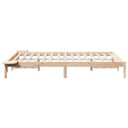 Bed Frame with Side Tables Natural 140 x 210 cm Solid Pine Wood