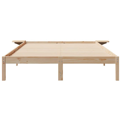 Bed Frame with Side Tables Natural 160 x 210 cm Solid Pine Wood