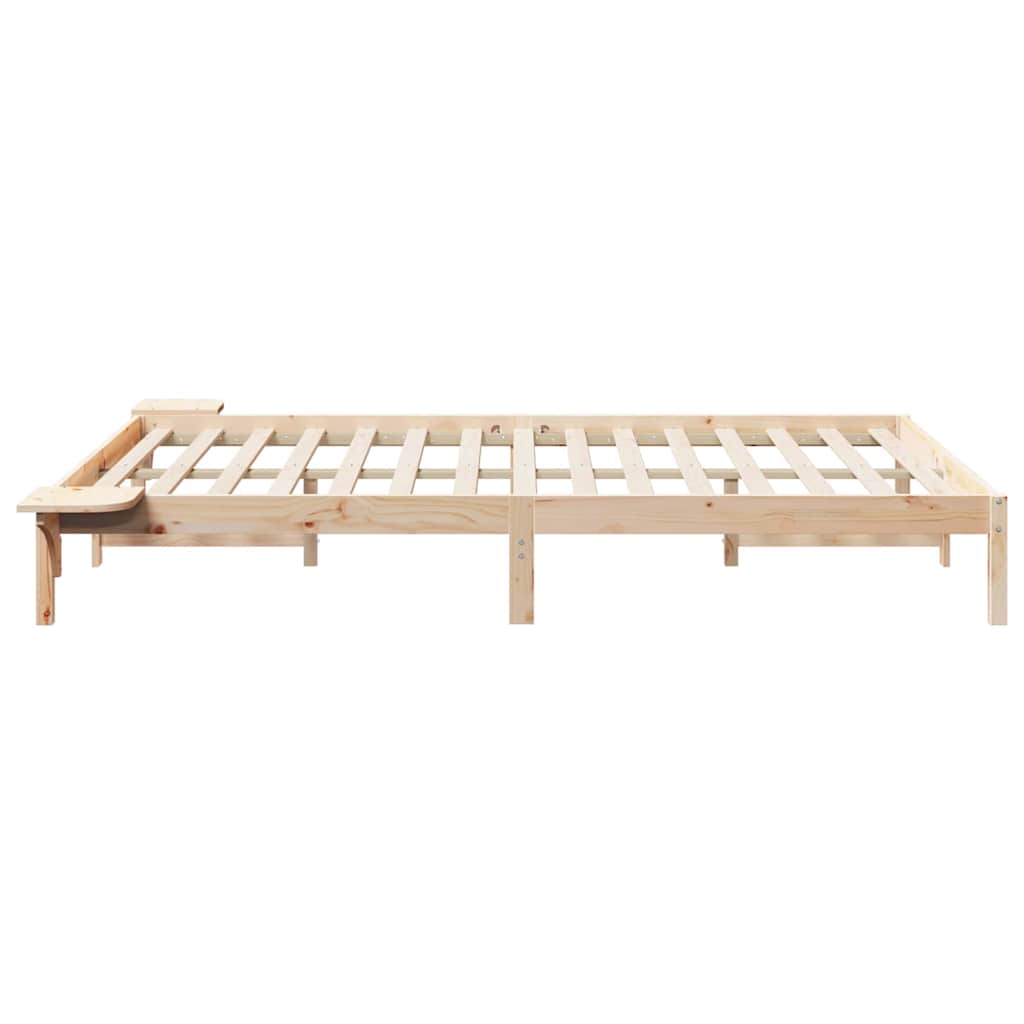 Bed Frame with Side Tables Natural 160 x 210 cm Solid Pine Wood
