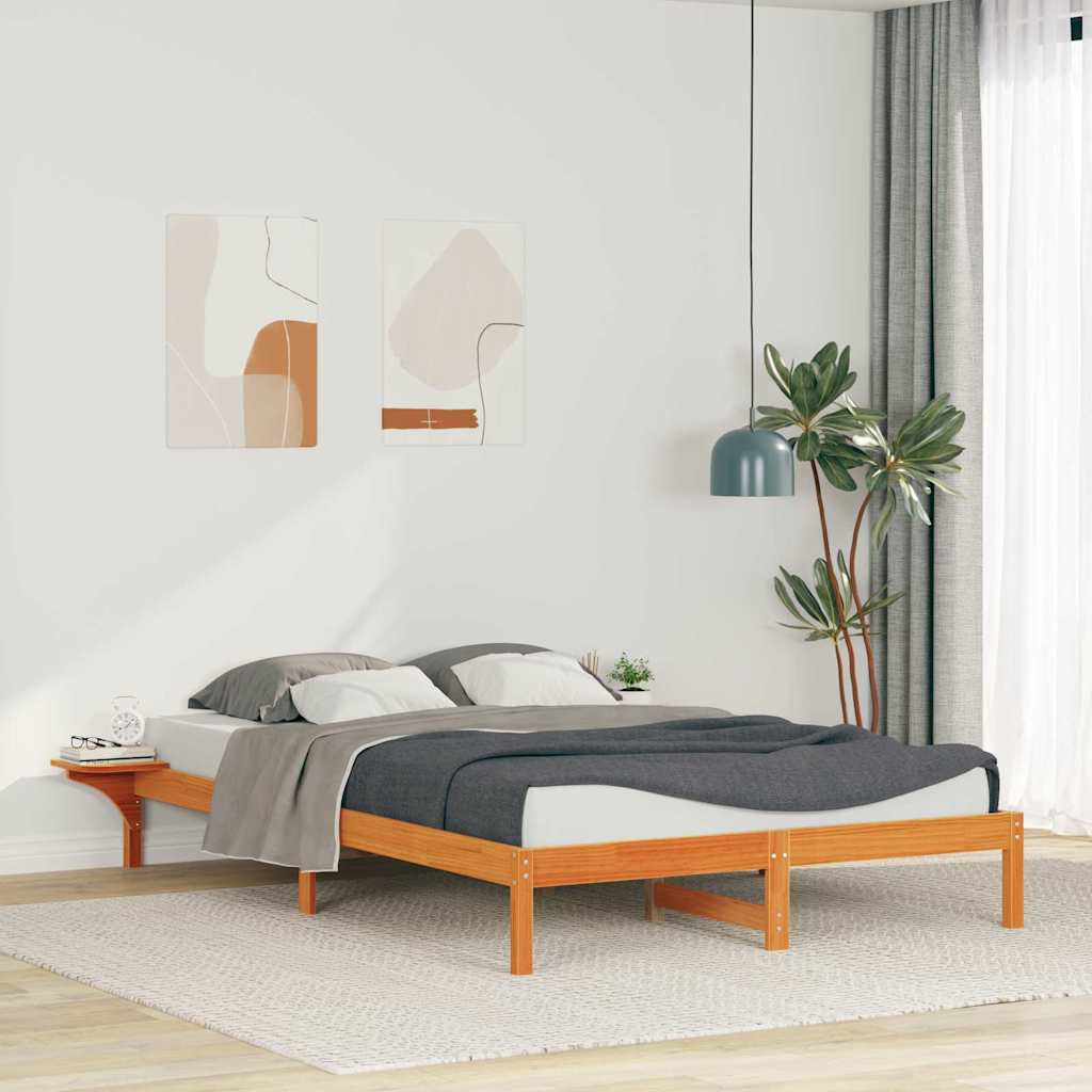 Bed Frame with Side Tables Wax Brown 160 x 210 cm