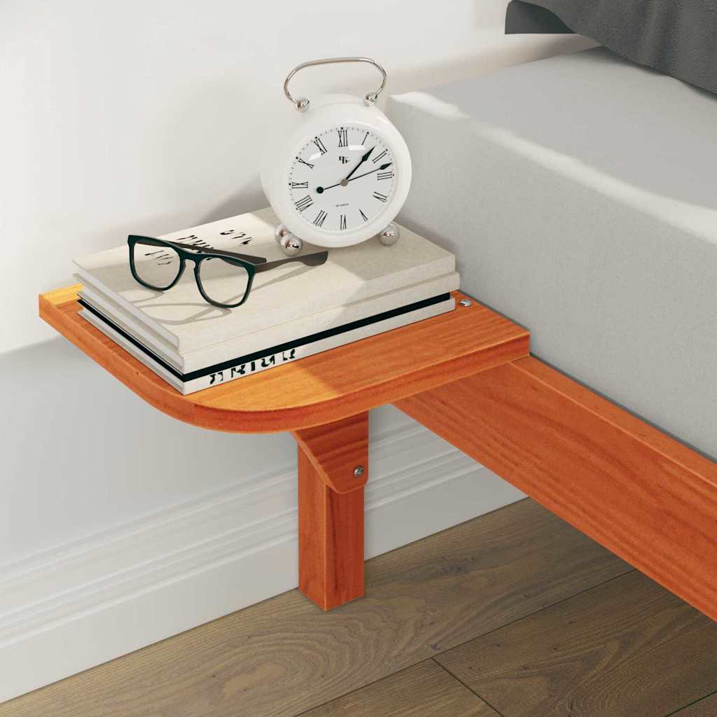 Bed Frame with Side Tables Wax Brown 160 x 210 cm