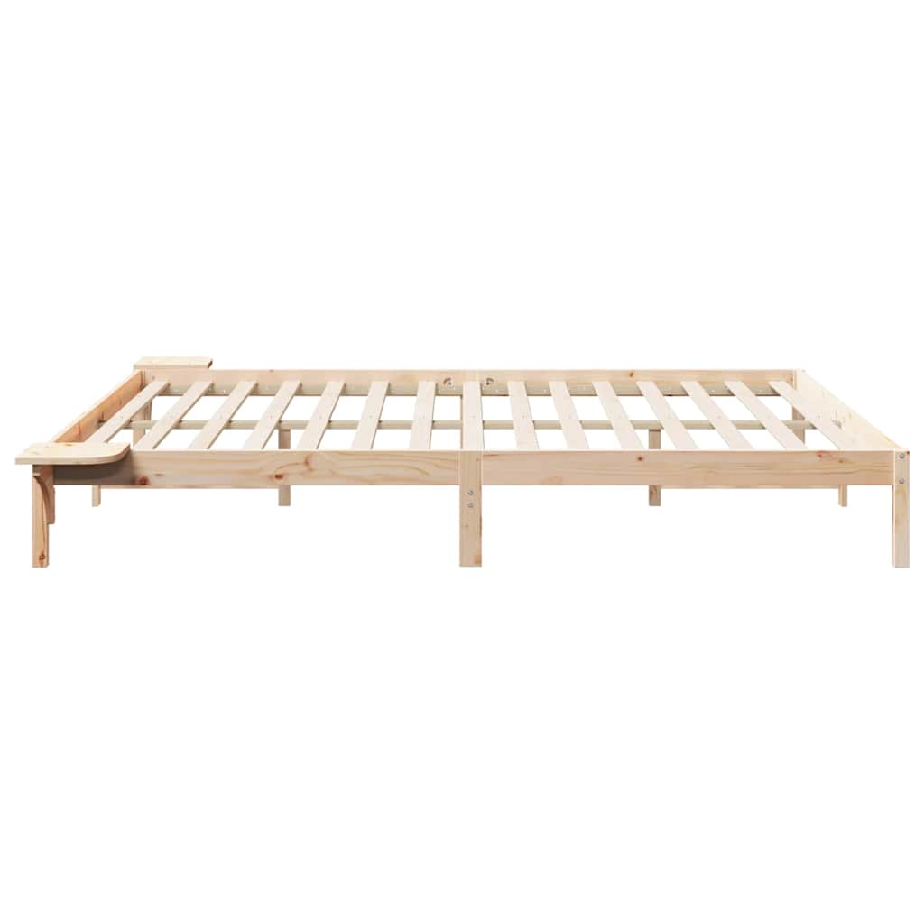 Bed Frame with Side Tables Natural 180 x 210 cm Solid Pine Wood