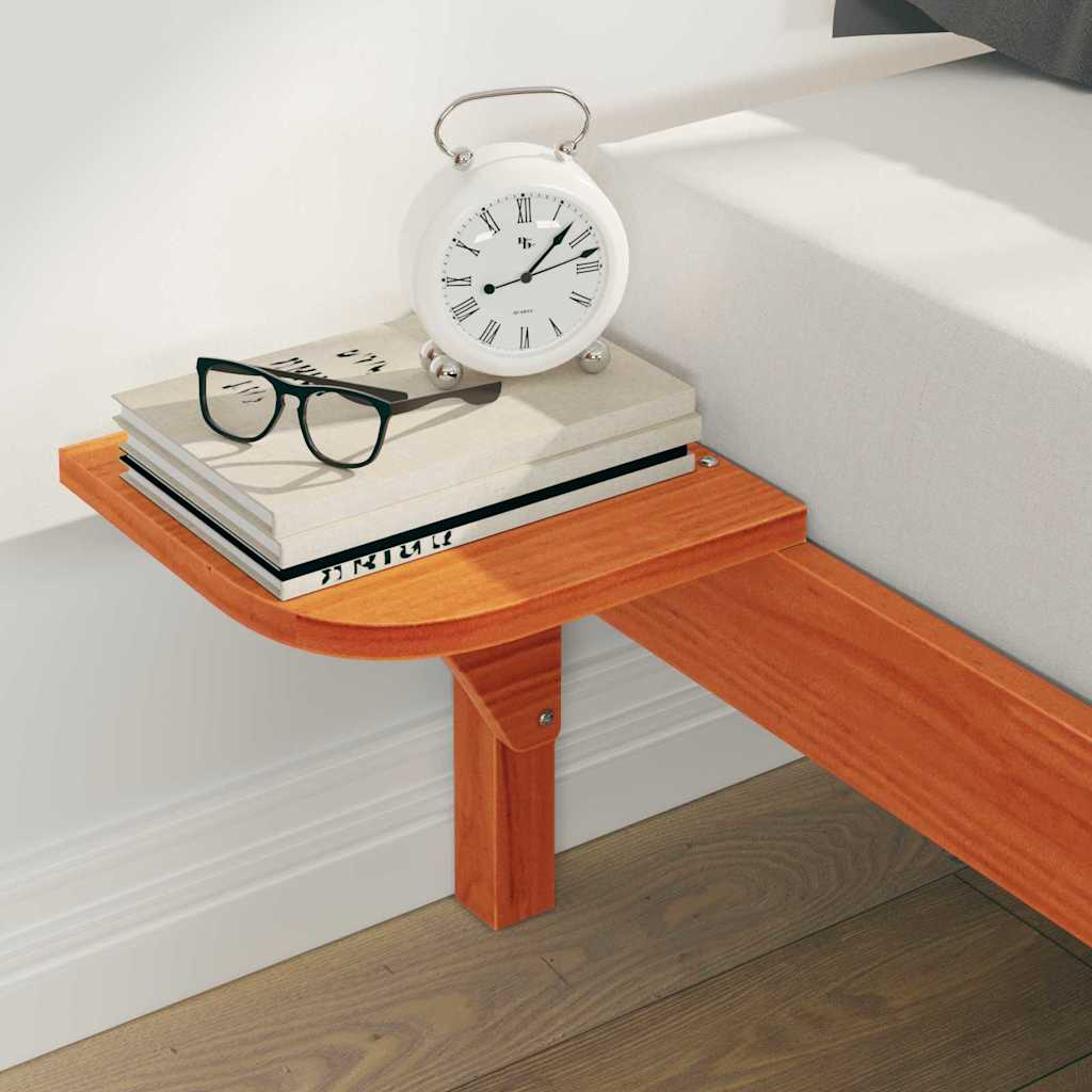 Bed Frame with Side Tables Wax Brown 200 x 210 cm