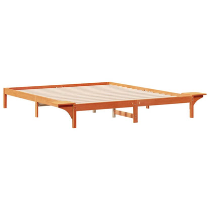 Bed Frame with Side Tables Wax Brown 200 x 210 cm