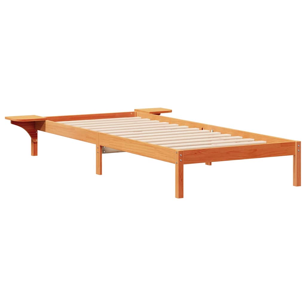 Bed Frame with Side Tables Wax Brown 80 x 220 cm