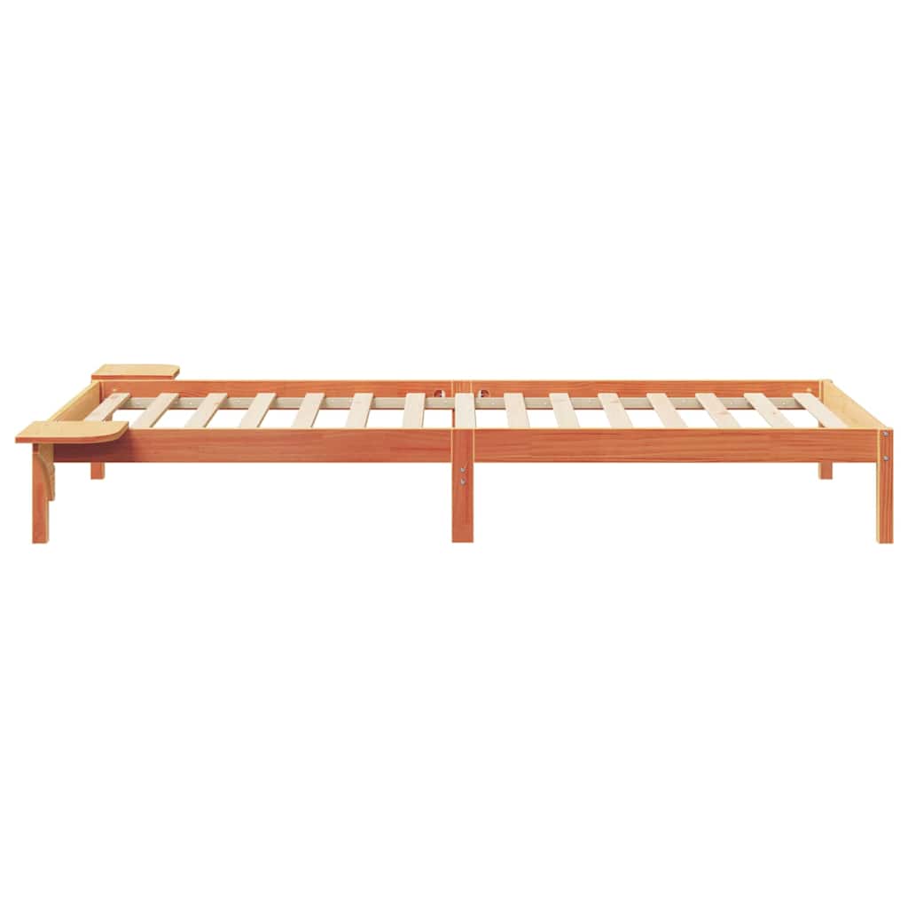 Bed Frame with Side Tables Wax Brown 80 x 220 cm