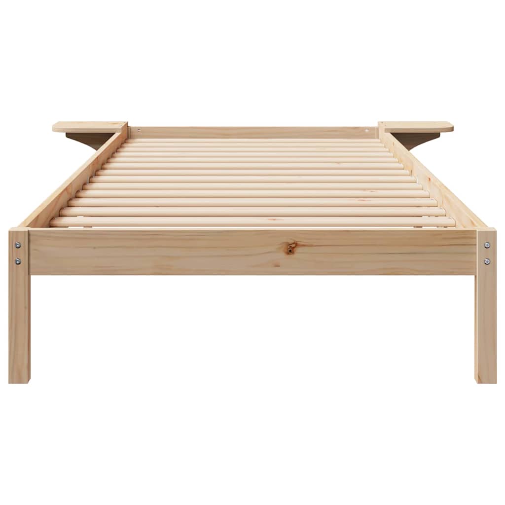 Bed Frame with Side Tables Natural 90 x 220 cm Solid Pine Wood