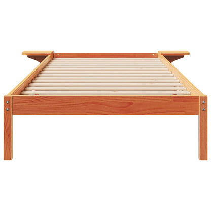 Bed Frame with Side Tables Wax Brown 90 x 220 cm