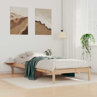 Bed Frame with Side Tables Natural 100 x 220 cm Solid Pine Wood