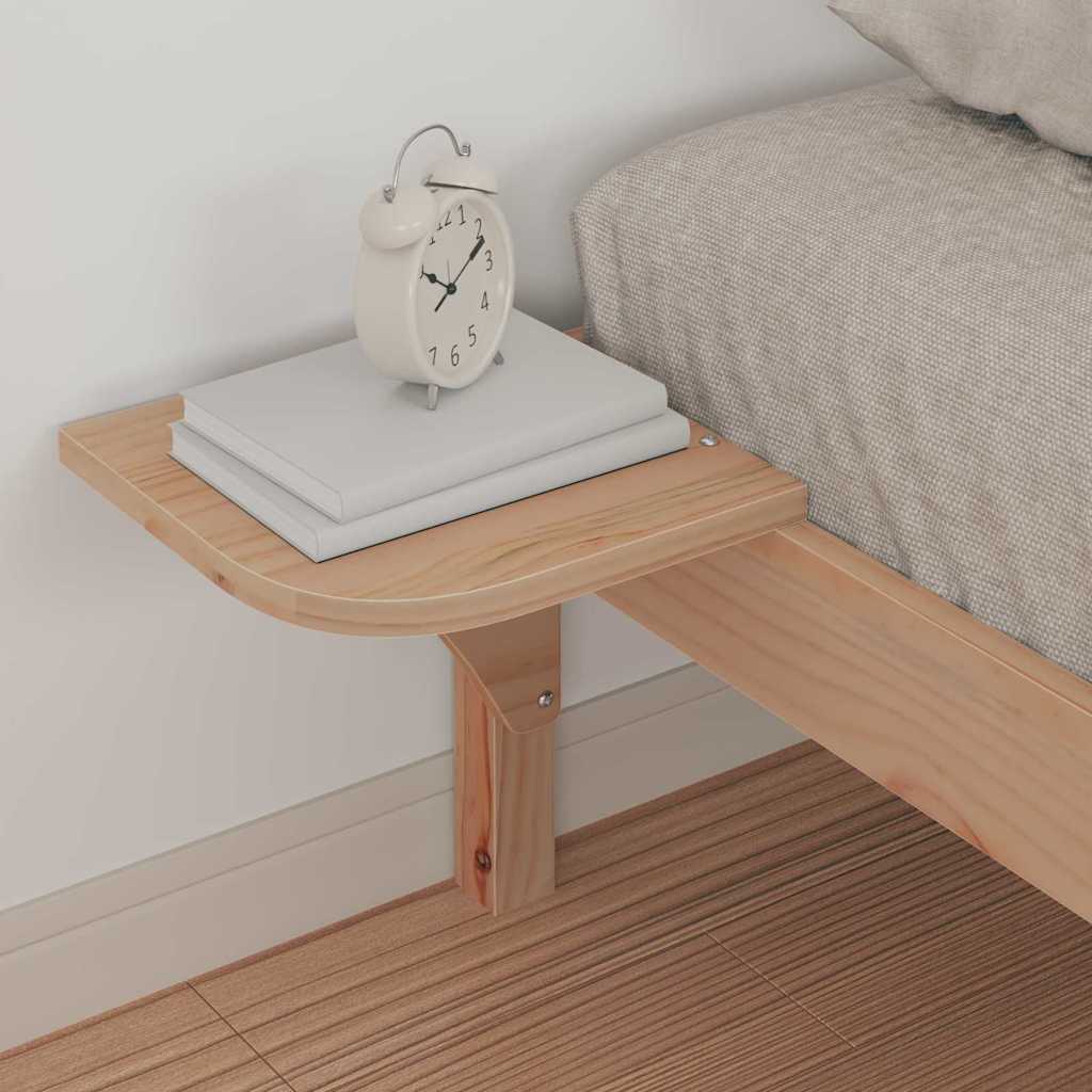 Bed Frame with Side Tables Natural 100 x 220 cm Solid Pine Wood