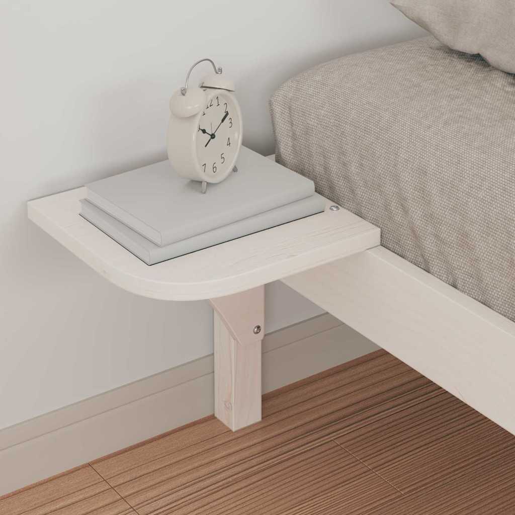 Bed Frame with Side Tables White 100 x 220 cm Solid Pine Wood