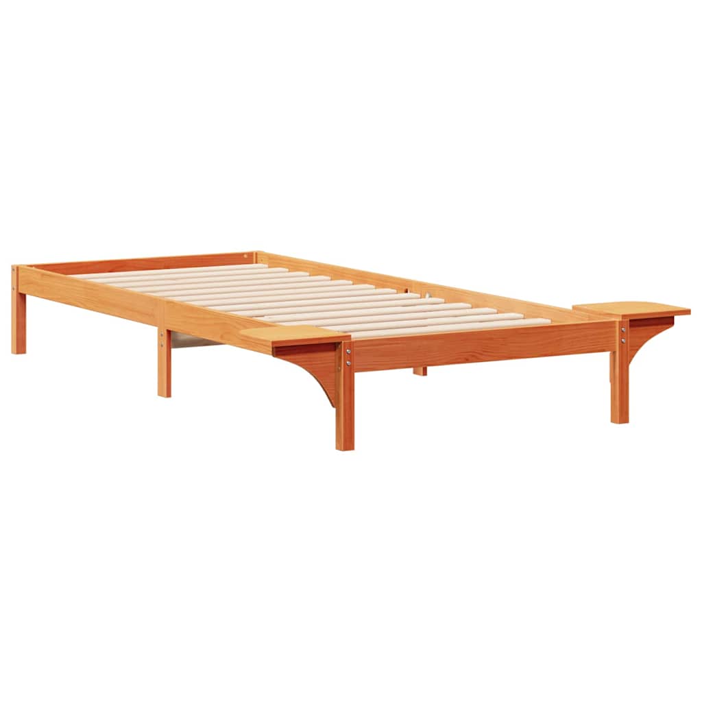 Bed Frame with Side Tables Wax Brown 100 x 220 cm