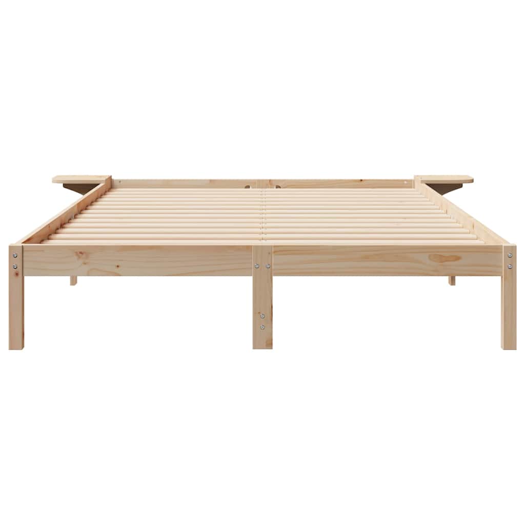 Bed Frame with Side Tables Natural 140 x 220 cm Solid Pine Wood
