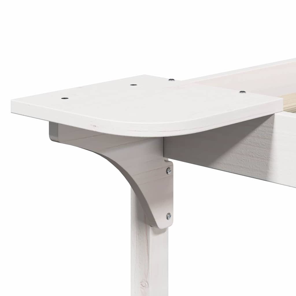 Bed Frame with Side Tables White 160 x 220 cm Solid Pine Wood